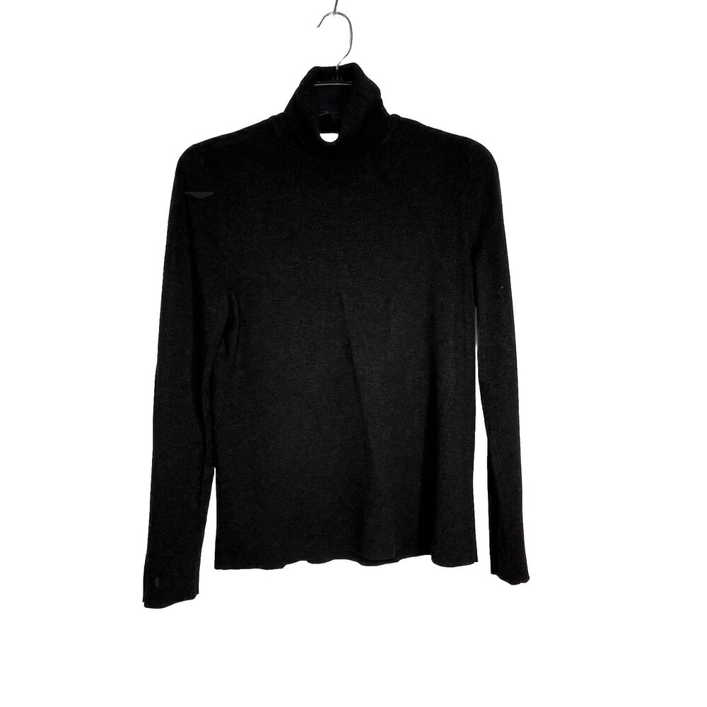 Chicos Solid Carbon Gray Turtle neck long slv blouse  1 Top M 6 8
